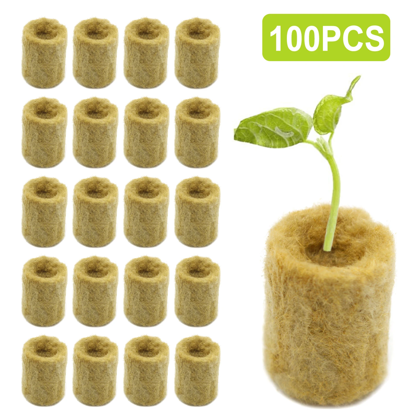 

27*20mm 100Pcs Soilless Culture Substrate for Water Cultivation Seedlings Sowing Rock Wool Plug Nursery Pot Garden Tools