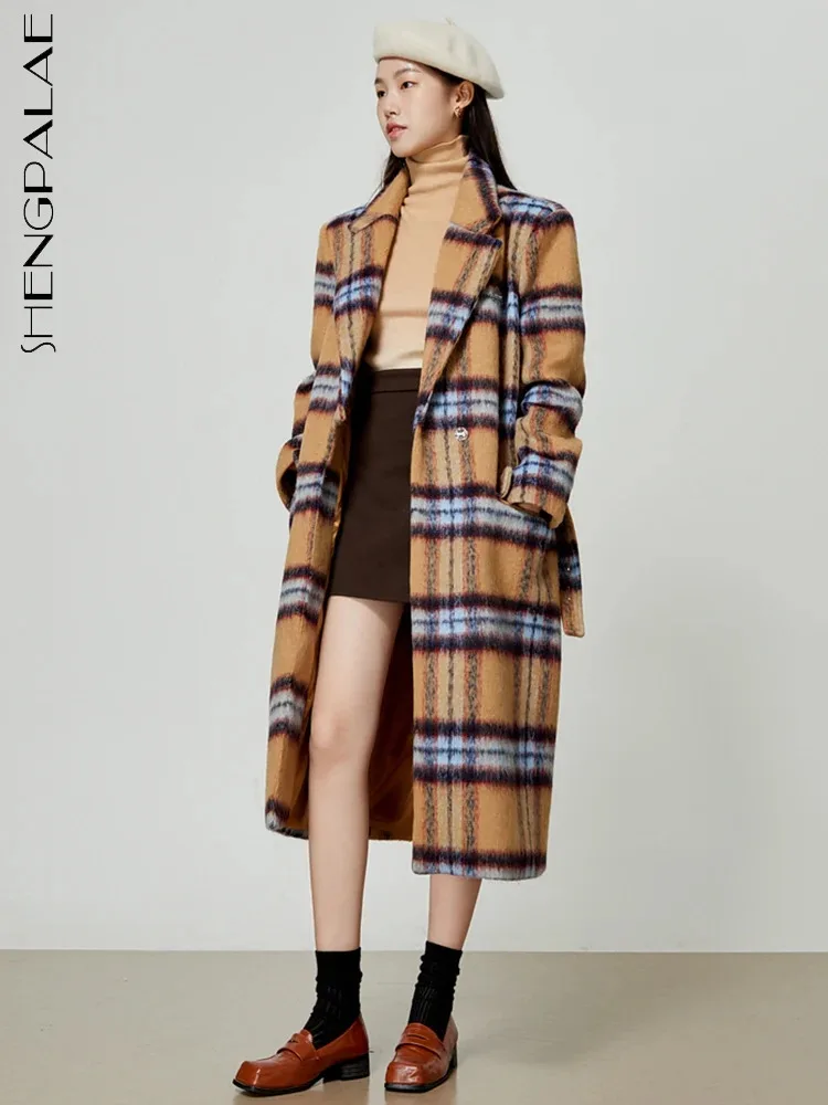 SHENGPALAE Vintage Plaid Woolen Coat For Women Notched Collar Single Button Loose Straight Blends Outwear Winter 2023 New 5R8664
SHENGPALAE Vintage Plaid Woolen Coat For Women Notched Collar Single Button Loose Straight Blends Outwear Winter 2023 New 5R8664