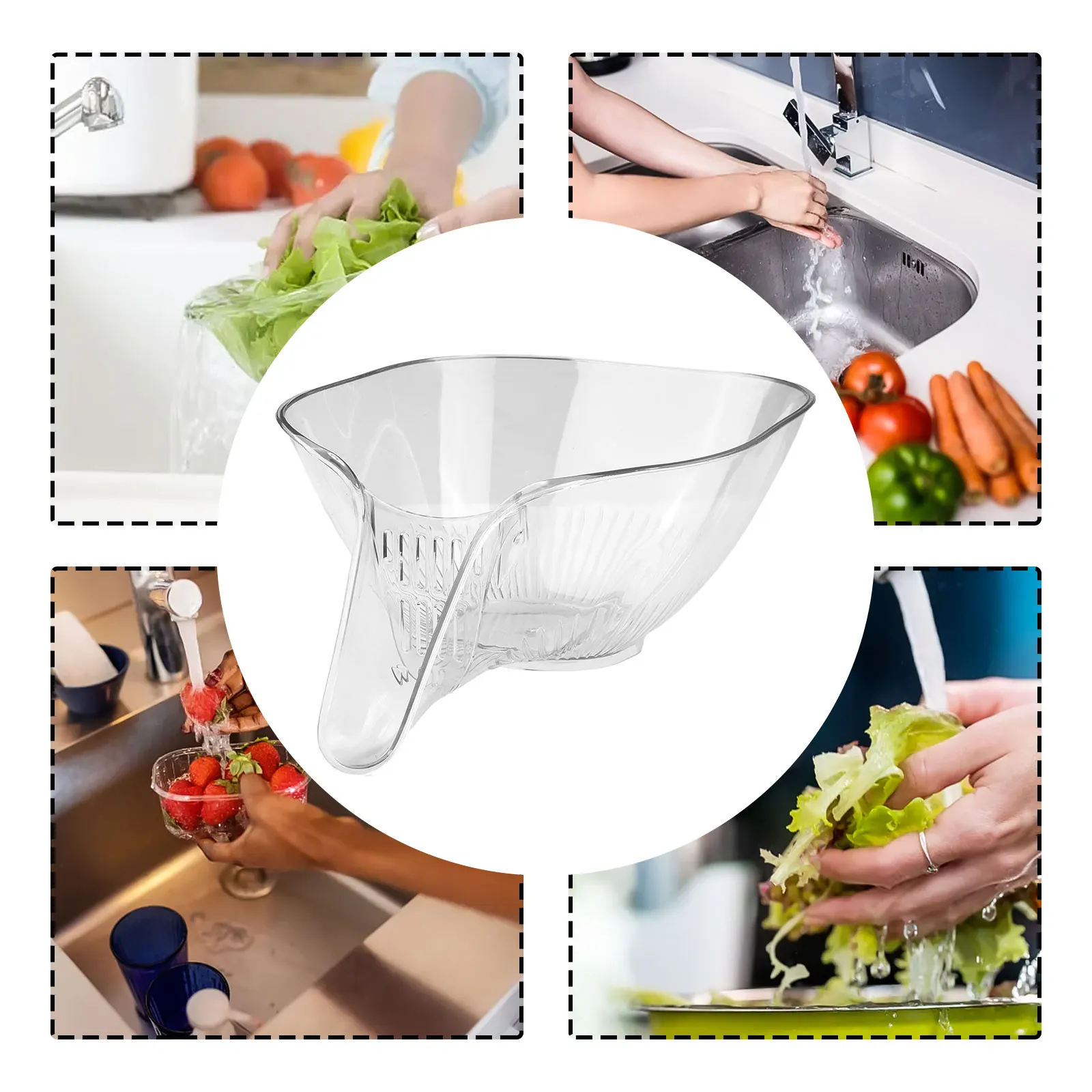 

Hollow Storage Basin Draining Bowl with Fine Drainage Holes Convenient Filter Suitable for Fruits Vegetables and Salads