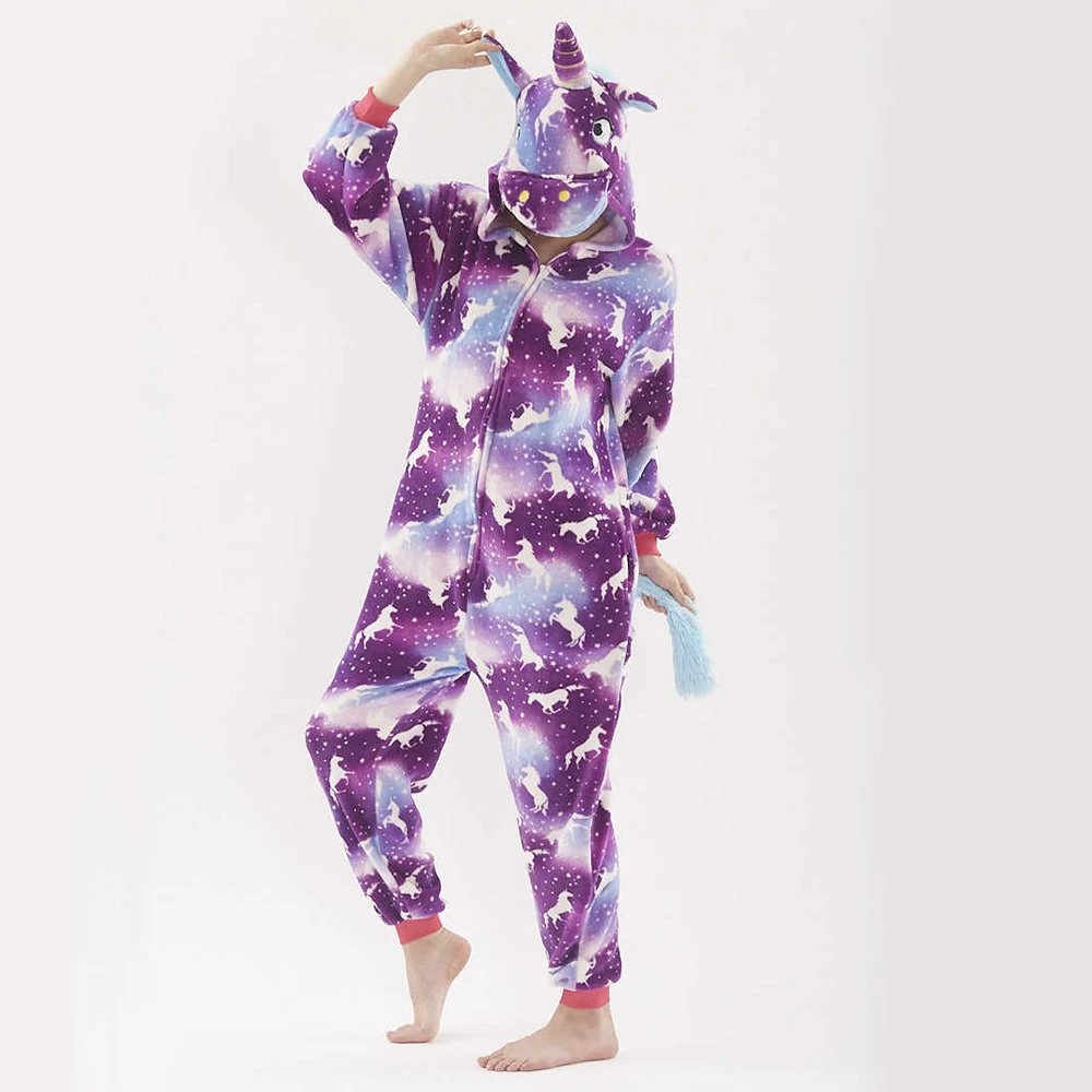 

New One Piece Hooded Jumpsuits for Adult Kigurumi Unicorn Pajamas Licorne Pijamas Animal Cartoon Onesie Women Overalls Sleepwear