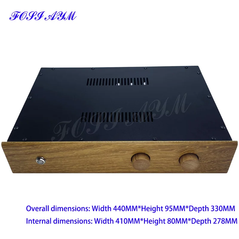 

440*95*330mm Golden Teak Iron Amplifier Case 4-way Input Preamplifier Chassis Vacuum Tube Amplifier Chassis Shell DIY Box