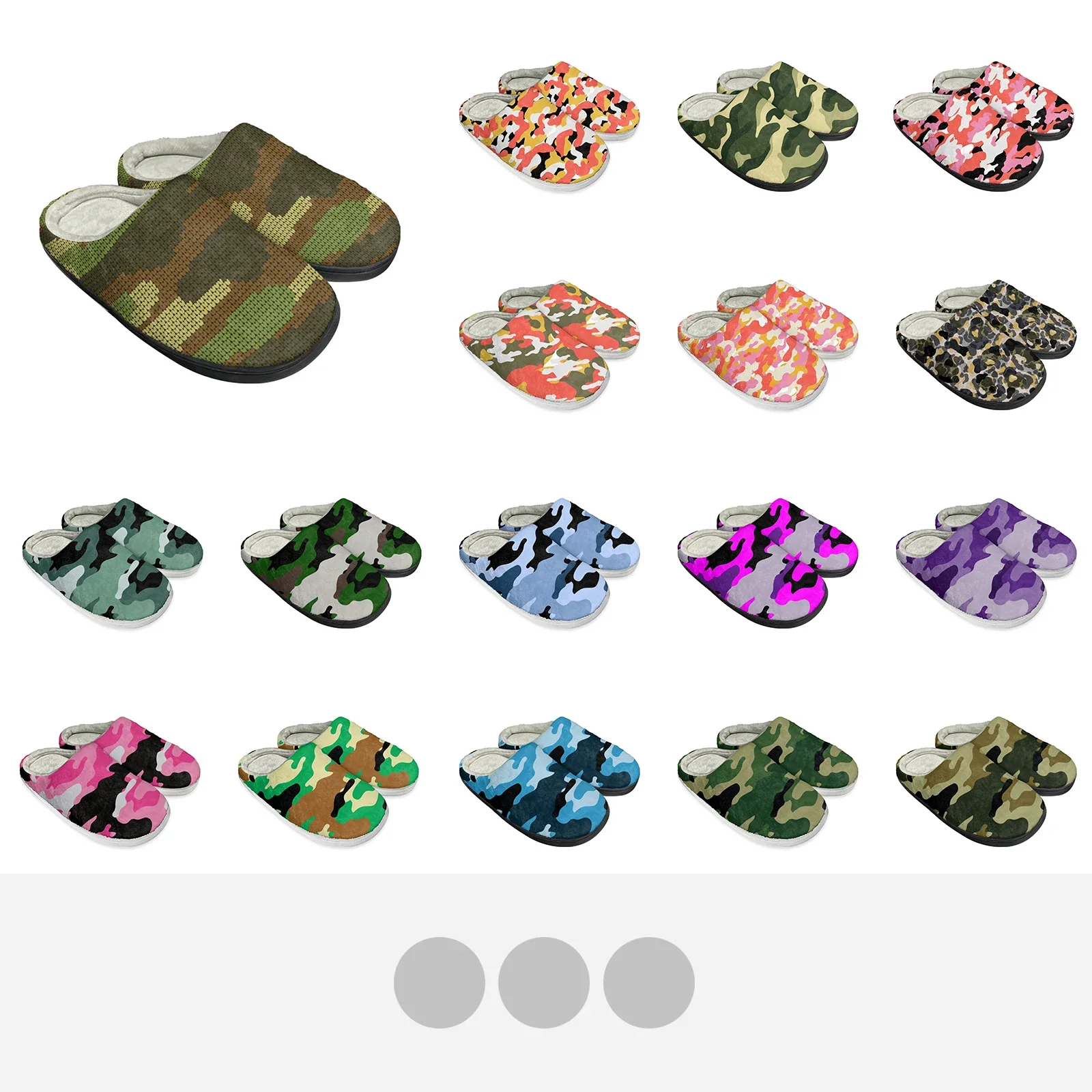 

New Style Household Green Camouflage Cotton Slippers Comfortable Flannel Upper Non-Slip TPR Sole Fit Give Spouse Holiday Gift