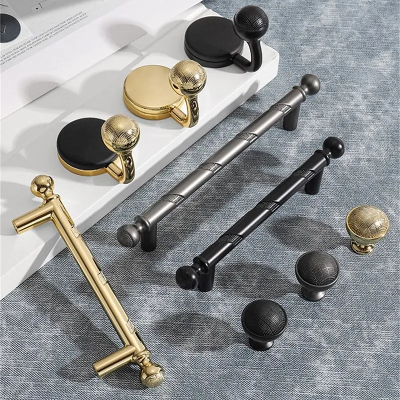 

Modern Light Luxury Black Gold Kitchen Cabinet Handles Zinc Alloy Wardrobe Dresser Drawer Knobs Furniture Door Hardware