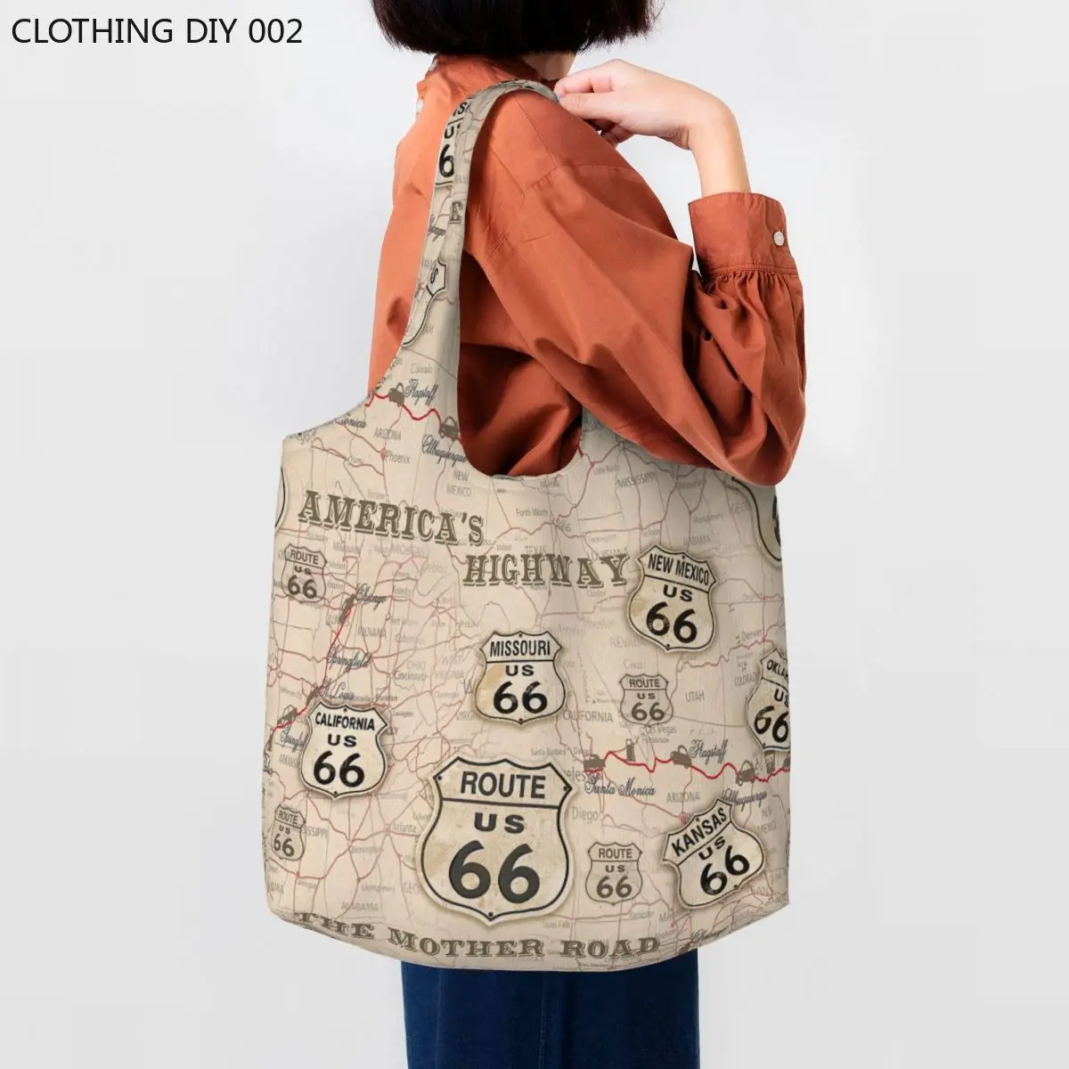 Kawaii Printing Vintage American Map Route 66 Pattern Tote Shopping Bags Portable Canvas Shopper Shoulder USA Highways Handbag
Kawaii Printing Vintage American Map Route 66 Pattern Tote Shopping Bags Portable Canvas Shopper Shoulder USA Highways Handbag