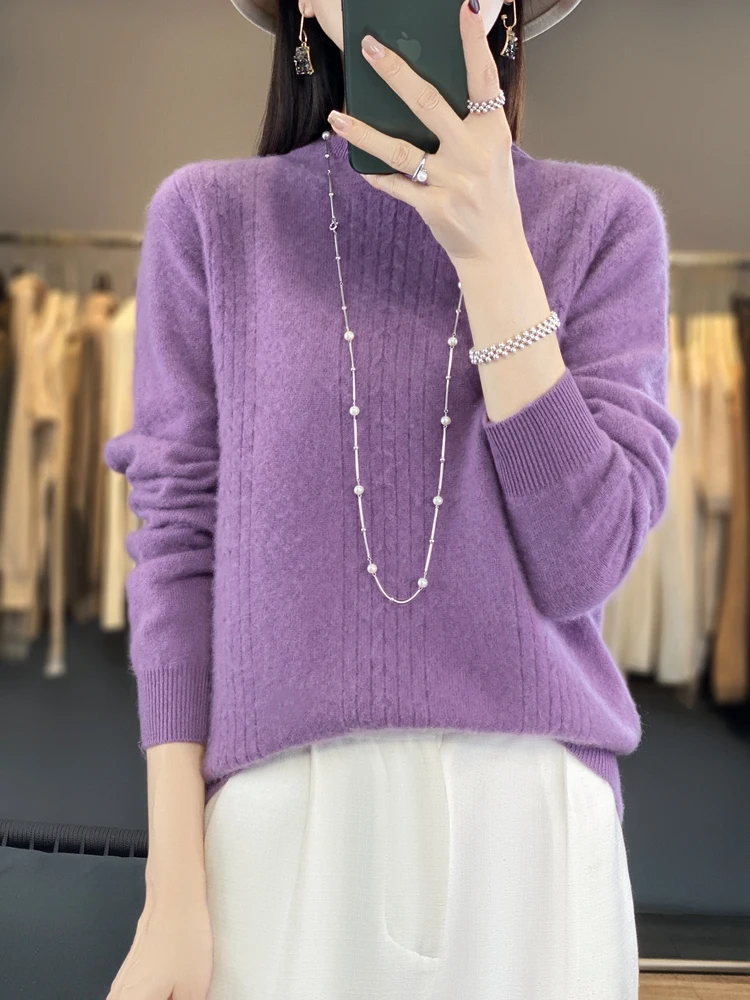 Addonee Women's Autumn Sweater Mock Neck Long Sleeve Pullover 100% Merino Wool Twist Flower Cashmere Knitwear Female Blouse Tops
Addonee Women's Autumn Sweater Mock Neck Long Sleeve Pullover 100% Merino Wool Twist Flower Cashmere Knitwear Female Blouse Tops
