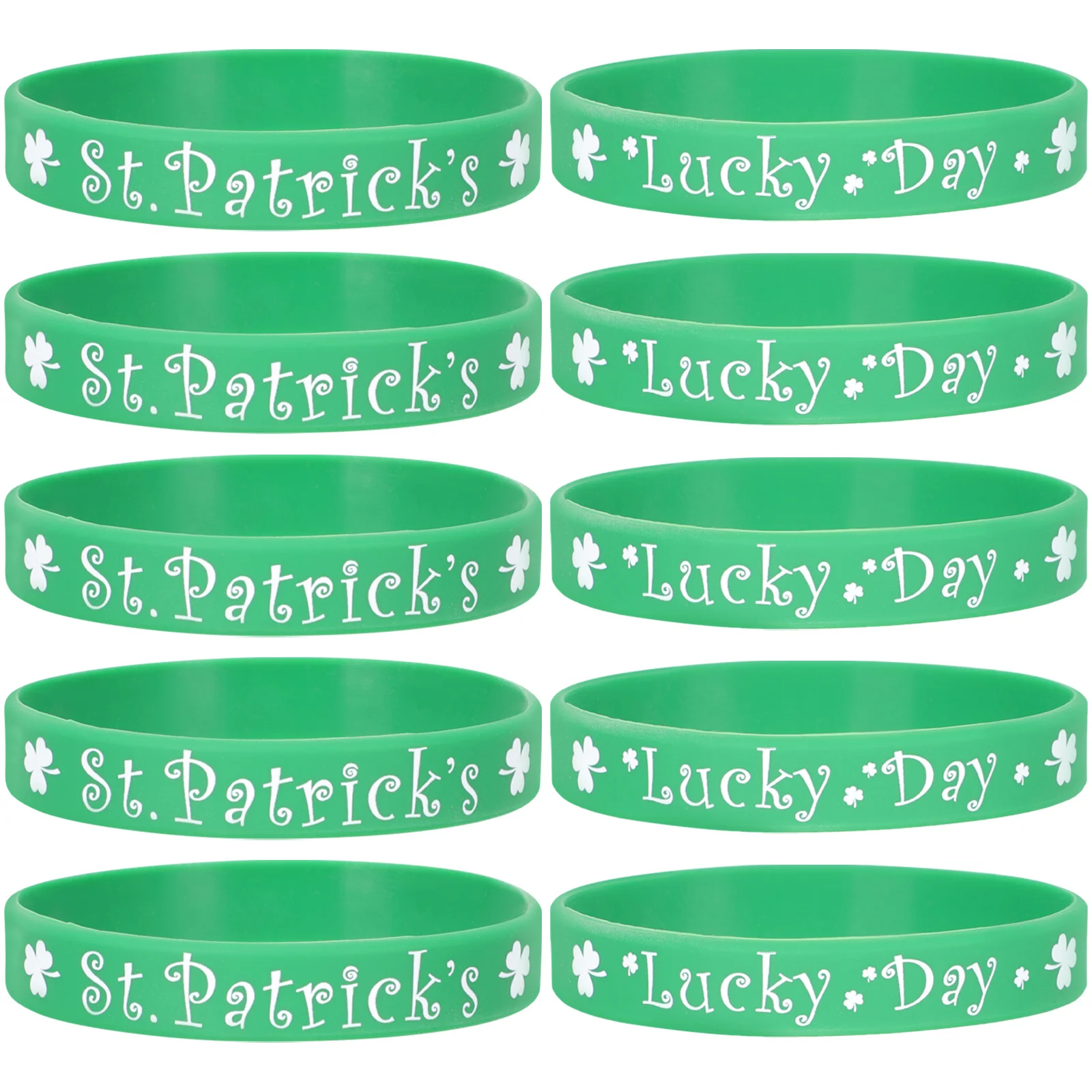 

St. Patricks Day Silicone Shamrock Wristbands Elastic Clover Printing Bracelets Irish Party Hand Decoration
