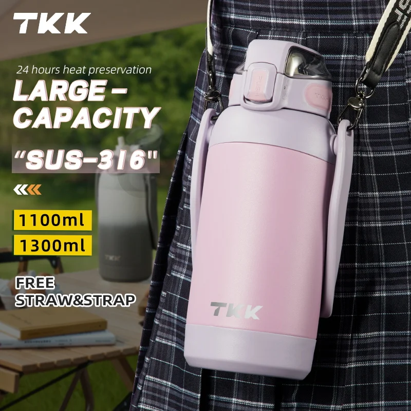 

TKK 1100/1300ml SUS-316 Large Capacity Stainless Steel Thermos Portable Vacuum Flask Insulated Tumbler Cutey Thermo Bottle
