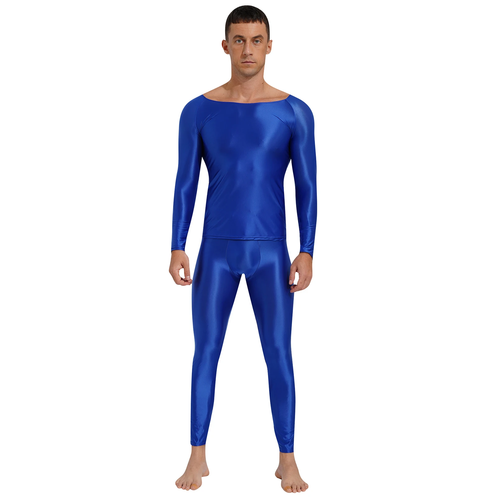 2PCS Mens Glossy Sportswear Round Neck Long Sleeve T-shirt with Skinny Tights Pants Solid Color Swimwear for Sports Gymnastic
2PCS Mens Glossy Sportswear Round Neck Long Sleeve T-shirt with Skinny Tights Pants Solid Color Swimwear for Sports Gymnastic