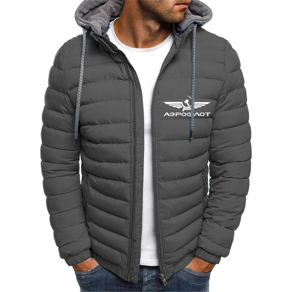 

2023 Aeroflot Aviation Russe Pilote Aerospace Autumn Winter CCCP Cardigan Zip Warmer Hooded Solid Color Thickened Padded Jackets