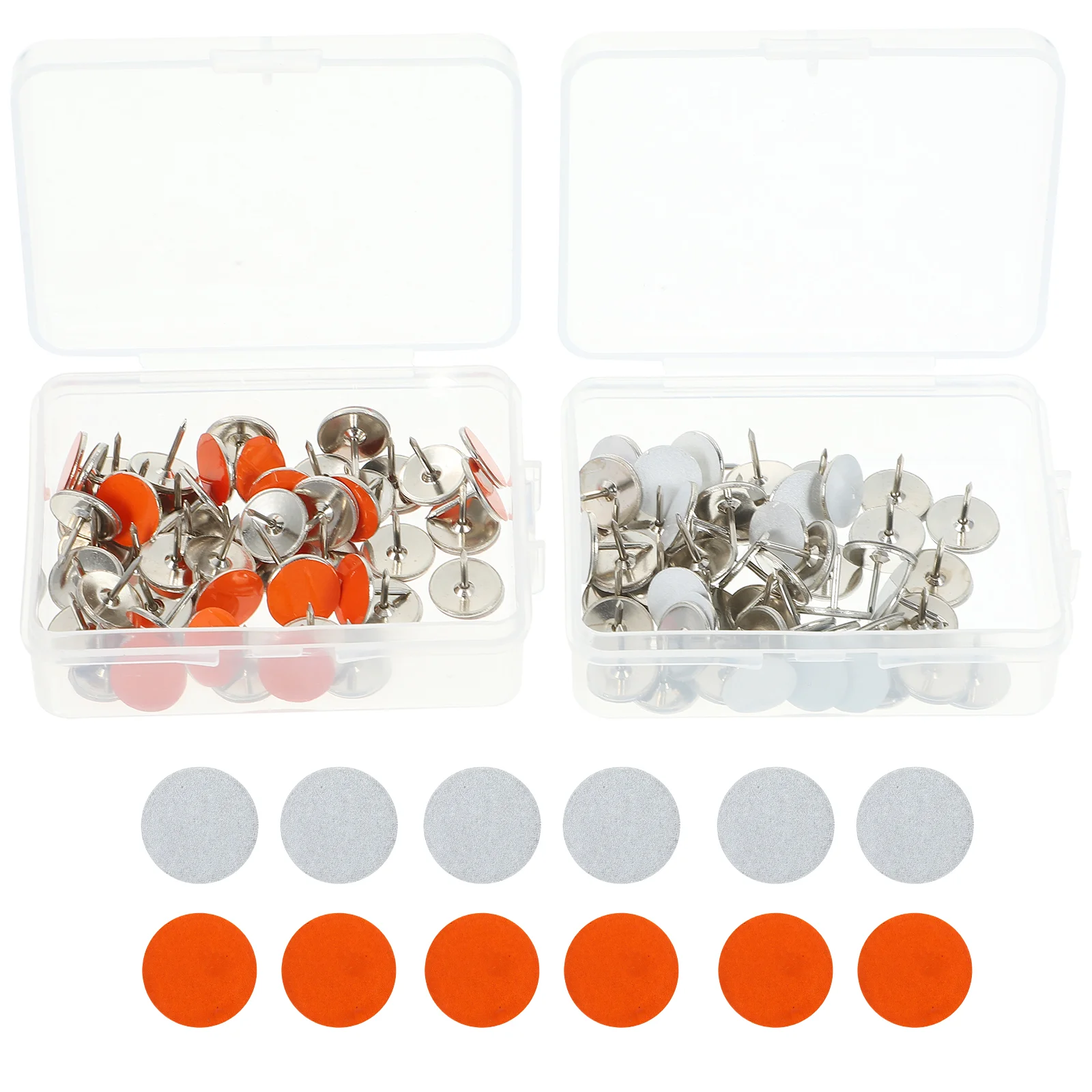 

2 Boxes Reflective Warning Button Tacks Trail Marking Pin Accessories Large Thumb Camping Trailer Metal Pins Travel Gear