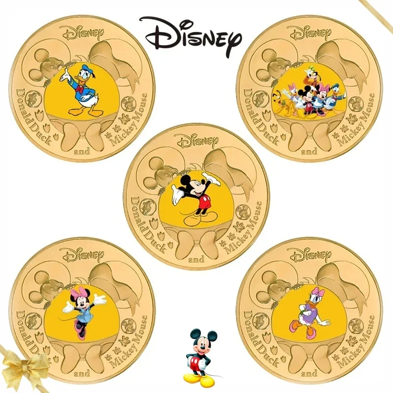 

Disney Donald Duck Mouse Coin Action Anime Figures Minnie Mickey Daisy Duck Commemorative Coin Cartoon Memorabilia Children Gift