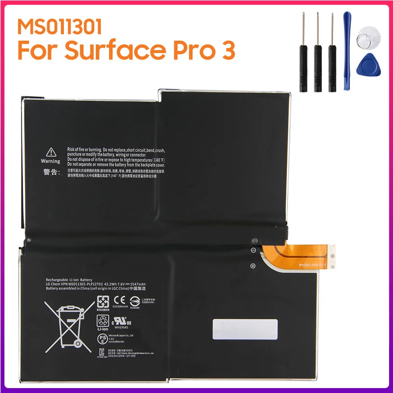 Оригинальный аккумулятор MS011301 G3HTA005H G3HTA009H для Microsoft Surface Pro 3, оригинальный аккумулятор для планшета 5547 мАч
Оригинальный аккумулятор MS011301 G3HTA005H G3HTA009H для Microsoft Surface Pro 3, оригинальный аккумулятор для планшета 5547 мАч