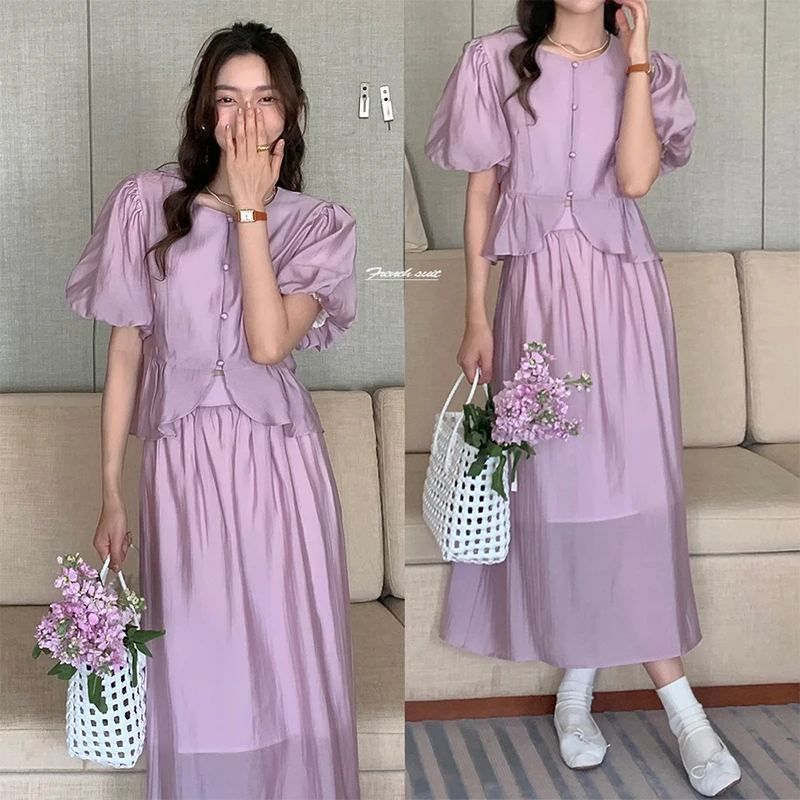 Clothland Women Elegant Shirt Skirt Suit Short Sleeve Blouse Midi Skirt Summer Sweet Cute Two Piece Set Mujer TZ992
Clothland Women Elegant Shirt Skirt Suit Short Sleeve Blouse Midi Skirt Summer Sweet Cute Two Piece Set Mujer TZ992