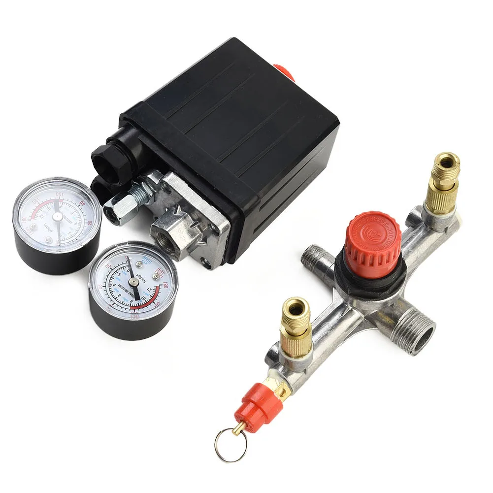 Air Compressor Pump Pressure Control Switch Valve Manifold Regulator W/ Gauges Home Air Tool Replacement Accessories
Air Compressor Pump Pressure Control Switch Valve Manifold Regulator W/ Gauges Home Air Tool Replacement Accessories