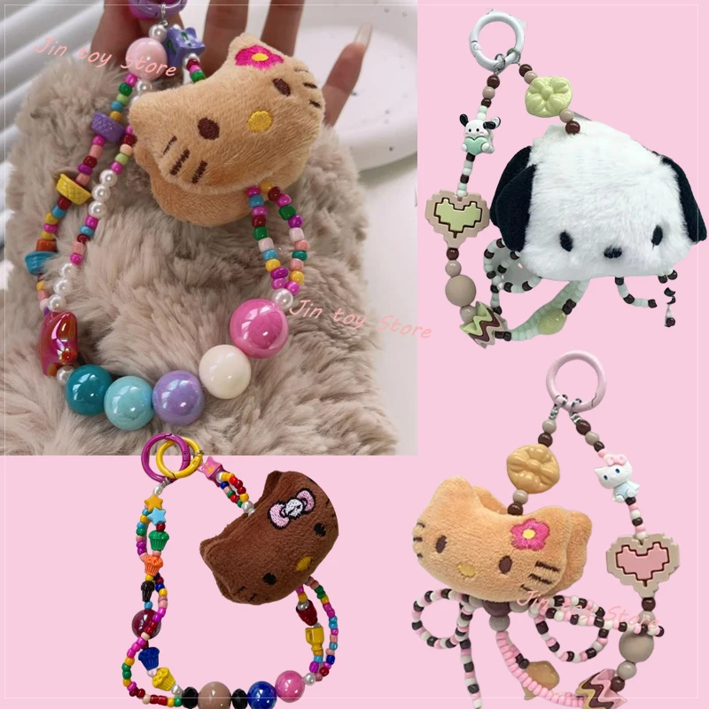 

Hawaii Hello Kitty Mobile Phone Chain New Kawaii Sanrio Pochacco Kt Charm Beaded Lanyard Anti-Lost Ccd Hanging Chain Girls Gift