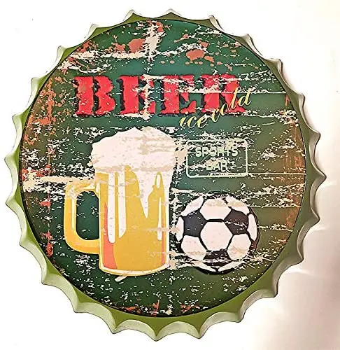 

Tin Sign Bottle Cap Metal Tin Sign Refreshing Cold Beer Bar , Round Metal Signs for Home and Kitchen Bar Cafe Gas Station Garage