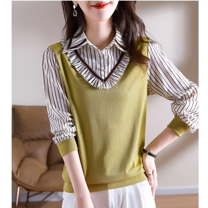 Women's Spring Autumn New Fashion POLO Collar Button Splice Pullover Casual Versatile Long Sleeve Loose Two Piece Shirt Tops
Women's Spring Autumn New Fashion POLO Collar Button Splice Pullover Casual Versatile Long Sleeve Loose Two Piece Shirt Tops