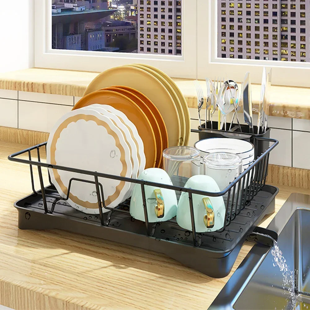 

Вращающийся держатель для сушки на 360 °, сушилка для посуды, кухонная стойка для экономии посуды с носиком, металлический 2-уровневый 1 Счетчик места