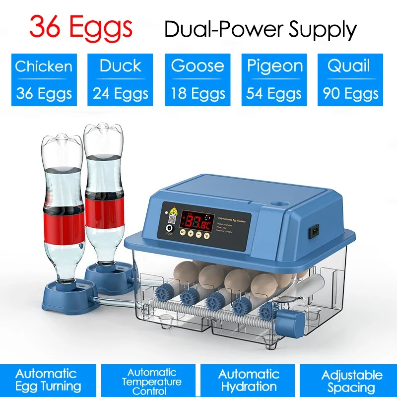 

24/36 инкубатор для яиц домашняя птица полностью автоматический Брудер Цифровой температурный контроль крышка с термостатом для куриных уток перепелиных гусиных яиц