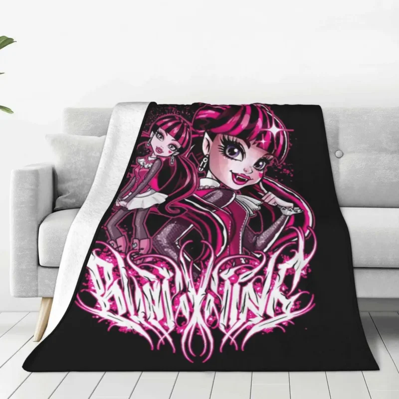 

Draculaura Monster High Blanket Gothic Vampire ghoul rule Wool Novelty Warm Throw Blankets for Bed Sofa Winter