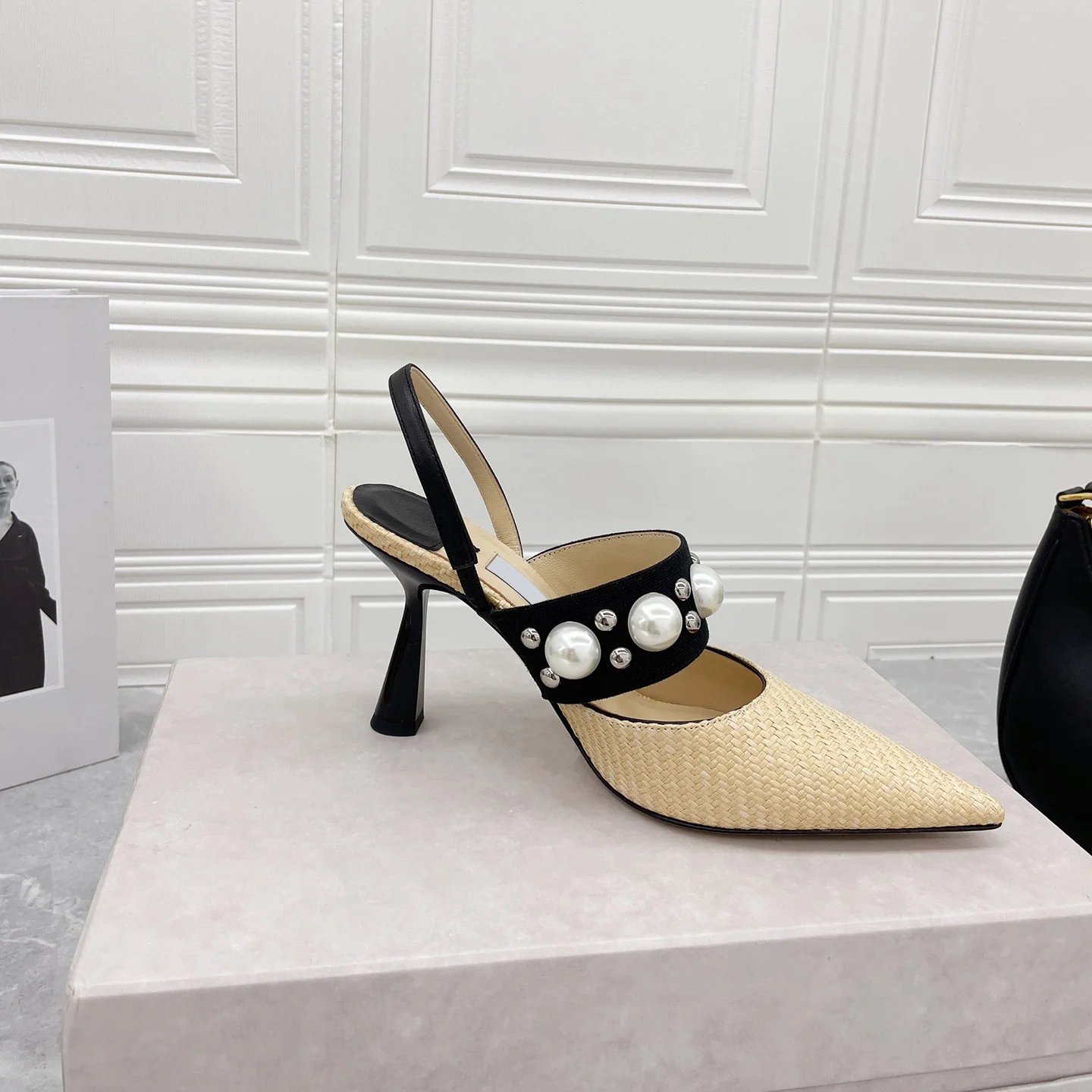 

Pearl Rivet Toe Sandals Women's 2022 Summer New Brand Designer Pointed Toe Stiletto Elegant Ladies High Heels