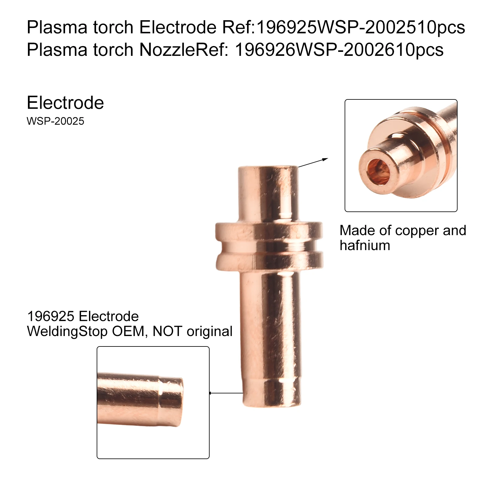 Superior Quality 20pcs Set Plasma Electrode 196925 Nozzle Tips 196926 Designed Exclusively for Miller ICE 12C Hobart 250A
Superior Quality 20pcs Set Plasma Electrode 196925 Nozzle Tips 196926 Designed Exclusively for Miller ICE 12C Hobart 250A