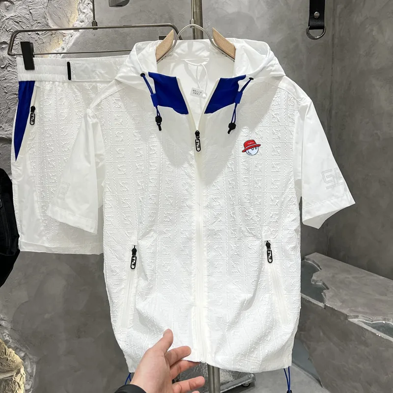 Summer new hooded short sleeved hoodie set for men's workwear short sleeved shorts two-piece set for men's golf and tennis sport
Summer new hooded short sleeved hoodie set for men's workwear short sleeved shorts two-piece set for men's golf and tennis sport