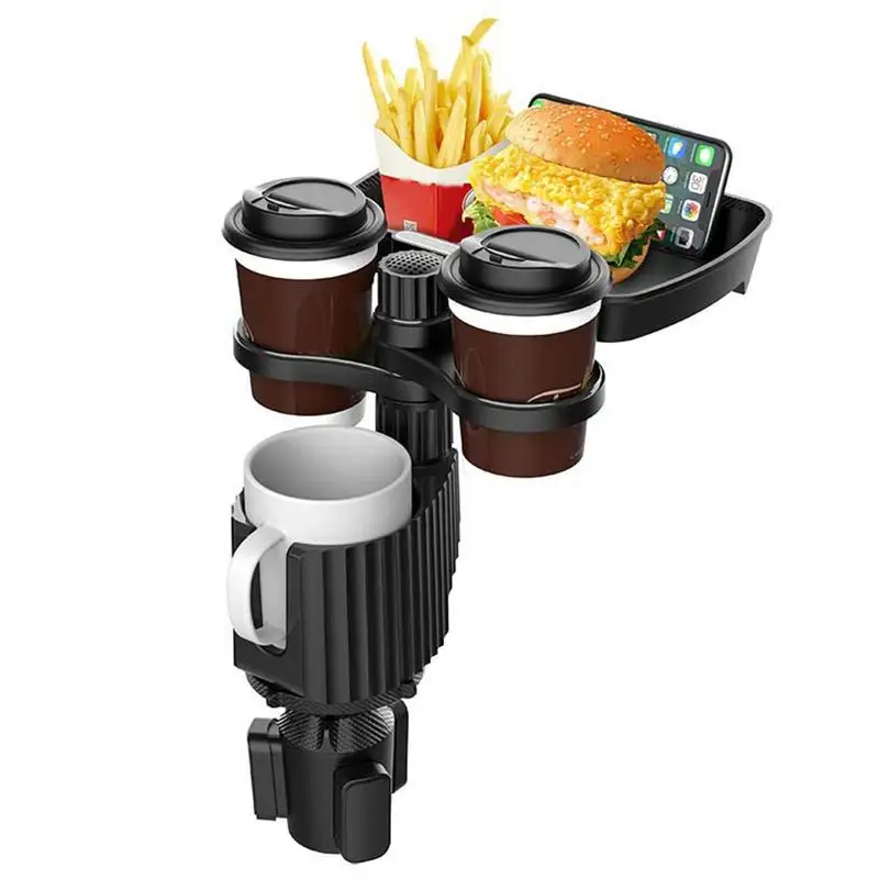 

360 Degree Rotatable Cup Holder Car Cup Holder Expander Adapter Space Saving Drink Holder For Water Bottles Mugs Foods Black Cup
