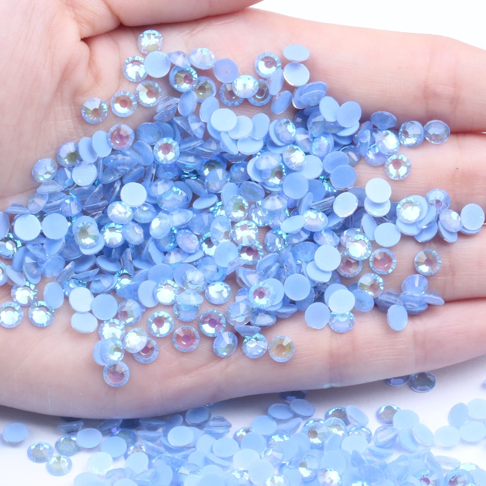 

Bling Fluorescent Rhinestone New Glass Flatback Luminous Strass ss6-ss30 Fluorescent Blue AB Color DIY Nail Jewelry Decorations