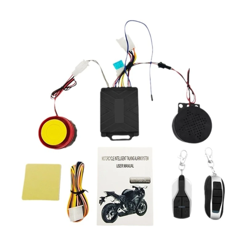 

Motorcycle Anti Theft Security Warning Alert Set 125db 12V Waterproof Scooter Burglar Alarm Systems with Remote Control