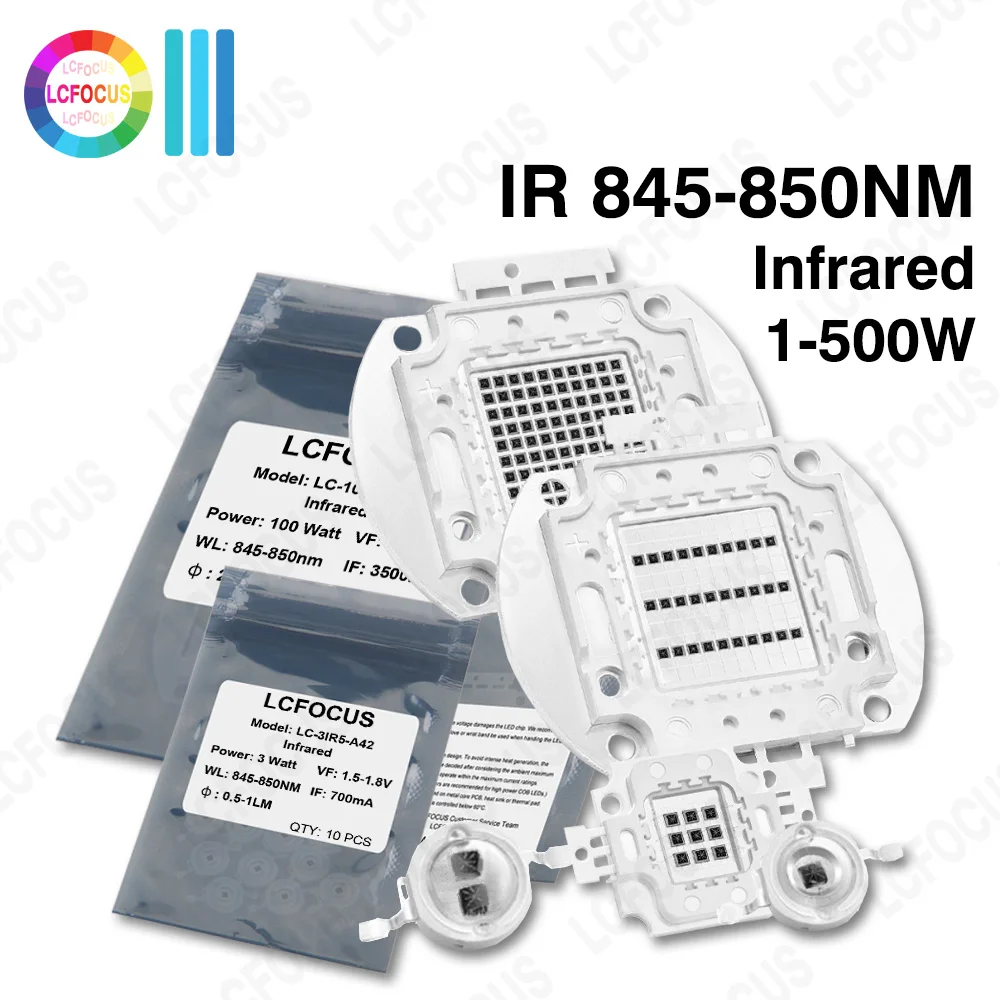 IR 850nm 1W 3W 5W 10W 20W 30W 50W 100W Light Beads Infrared LED COB Chip Far Red CCTV Monitor Night Vision Camera Security Lamps
IR 850nm 1W 3W 5W 10W 20W 30W 50W 100W Light Beads Infrared LED COB Chip Far Red CCTV Monitor Night Vision Camera Security Lamps