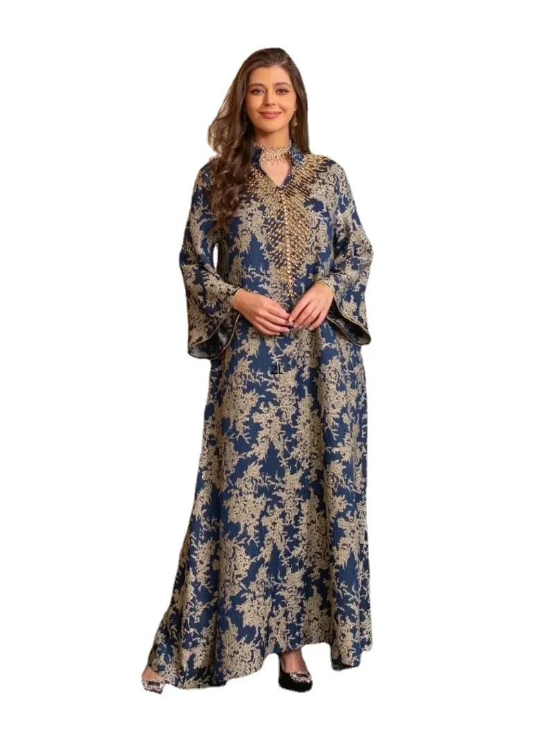 Eid Muslim Dress for Women Abaya Beading Stand Collar Jalabiya Morocco Party Dresses Abayas Kaftan Abaya Vestidos Arab Long Robe
Eid Muslim Dress for Women Abaya Beading Stand Collar Jalabiya Morocco Party Dresses Abayas Kaftan Abaya Vestidos Arab Long Robe