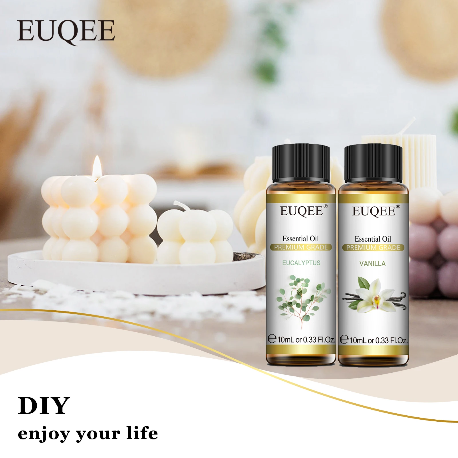 

EUQEE 10ML Natural Essential Oils Eucalyptus Spearmint Vanilla Lavender Lemon Oregano Oil For Humidifier DIY Soap,Candle Making
