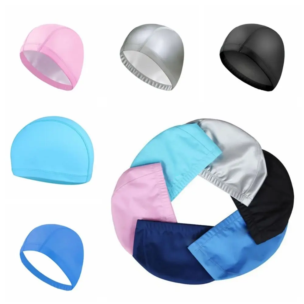 

Waterproof PU Fabric Swimming Cap PU Long Hair Available Long Hair Swimming Hat Adults Protect Ears Waterproof Swim Pool Hat