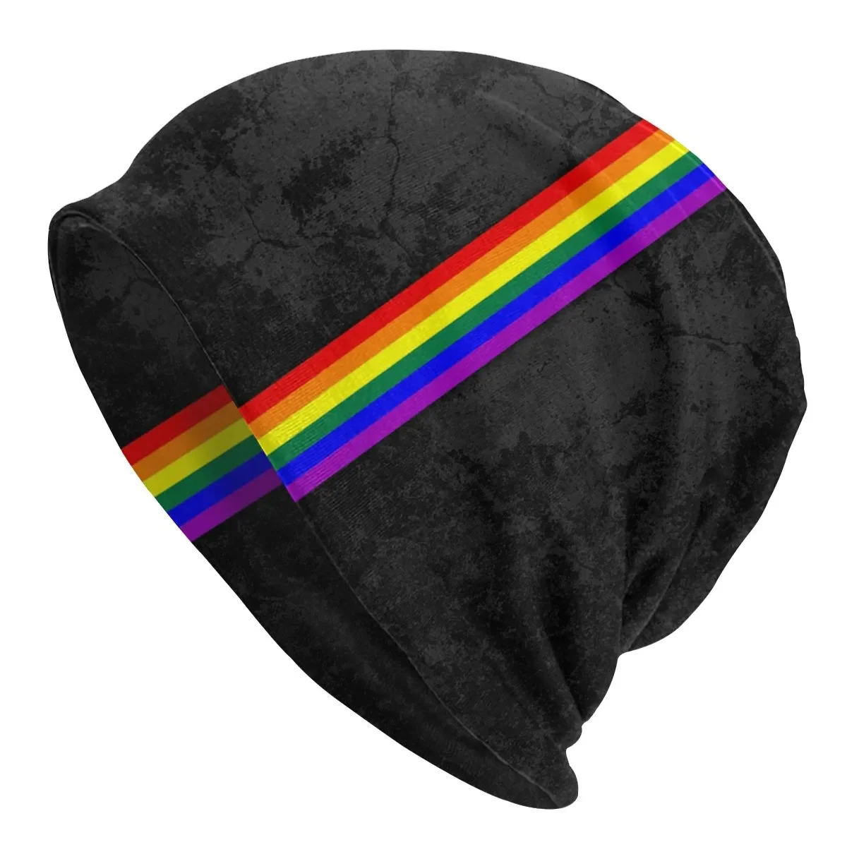 

Distressed LGBTQ Pride Flag Stripe Skullies Beanies Winter Warm Slouchy Beanie Hat LGBT Gay Lesbian Knitting Bonnet Cap for Ski