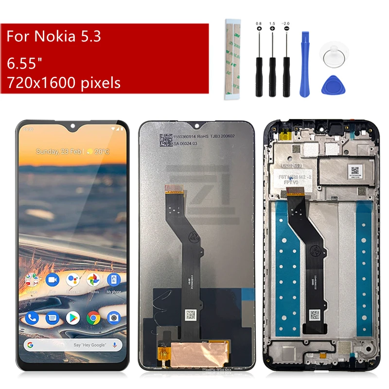 For Nokia 5.3 LCD Display Touch Screen Digitizer Assembly TA-1156, TA-1159, TA-1164 Display Replacement Repair parts 6.26"
For Nokia 5.3 LCD Display Touch Screen Digitizer Assembly TA-1156, TA-1159, TA-1164 Display Replacement Repair parts 6.26"
