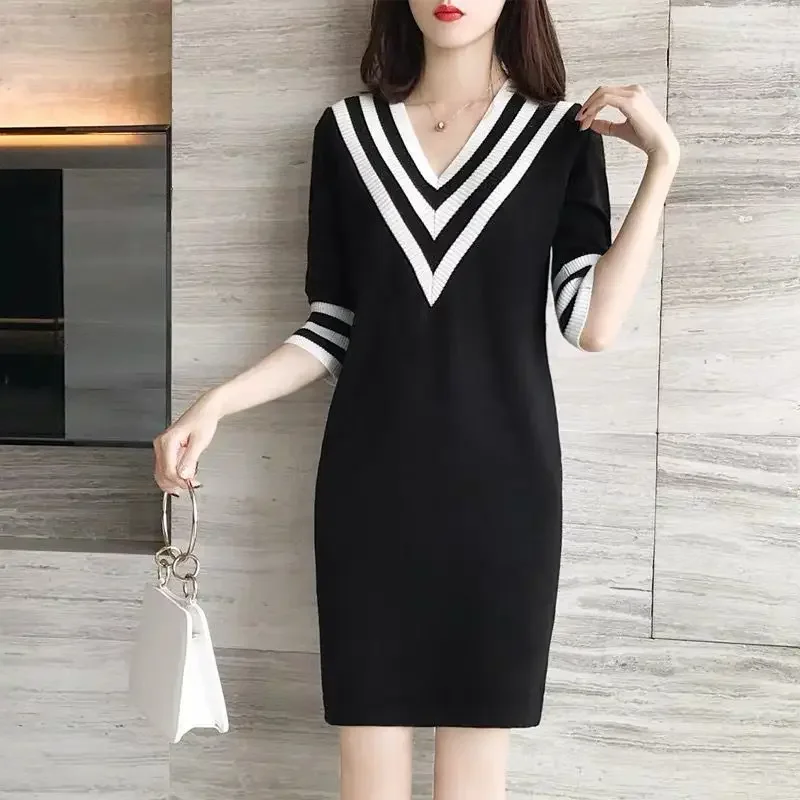 Striped Midi Clothes Red Knee Length Knitted V Neck Color Matching Crochet Cover Up Dresses for Women Black Woman Dress Sale Hot
Striped Midi Clothes Red Knee Length Knitted V Neck Color Matching Crochet Cover Up Dresses for Women Black Woman Dress Sale Hot