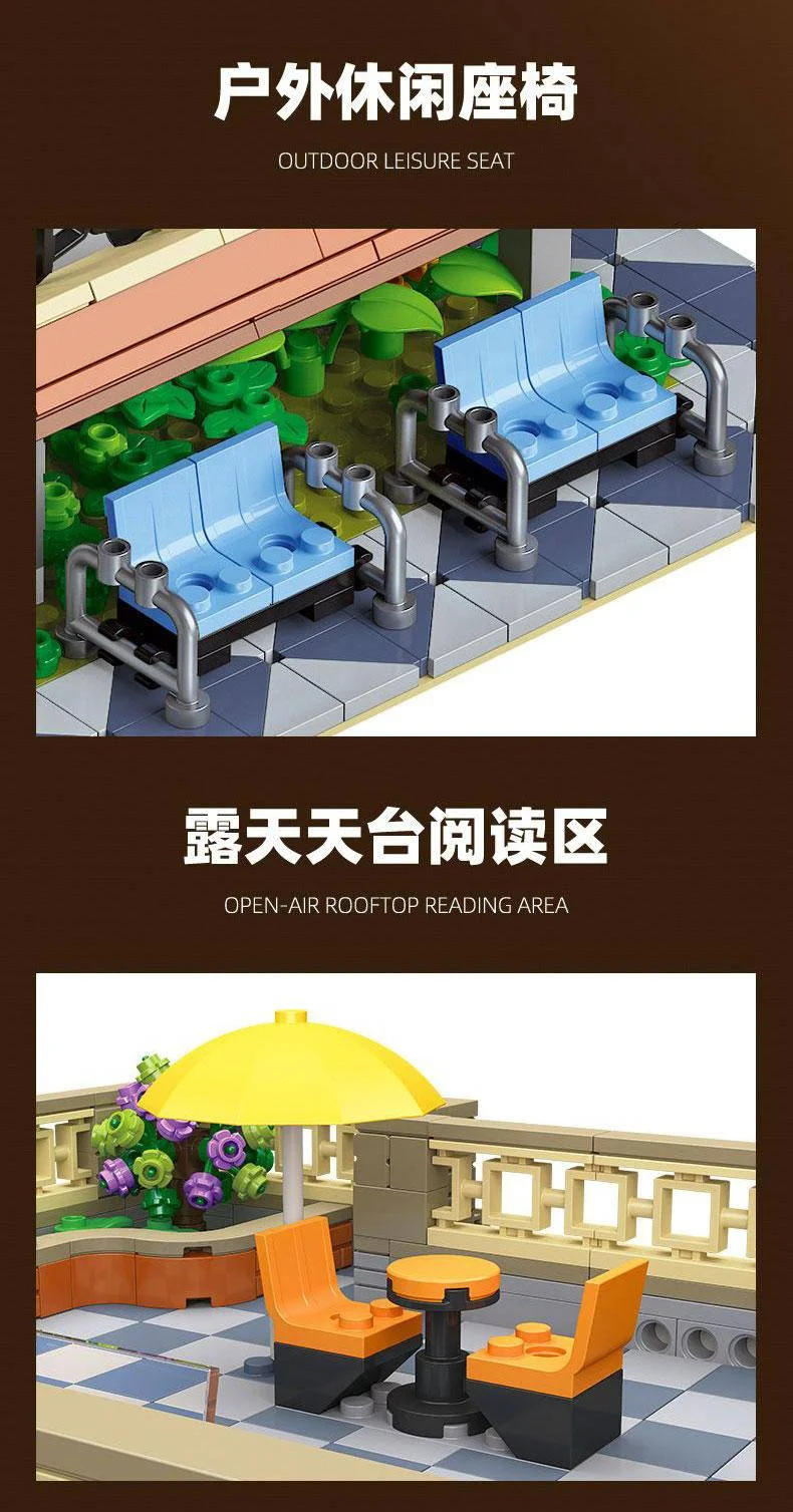 Creative IDEAS City Light Upside Down Book shop Building Blocks MOC street view Model Set Adult Bricks Gift Set Toys Creative IDEAS City Light Upside Down Book shop Building Blocks MOC street view Model Set Adult Bricks Gift Set Toys