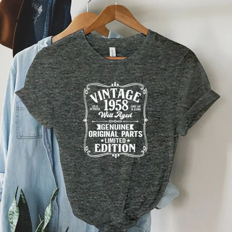 Vintage 1958 Fashion Print Tee Shirt Women Birthday Gift T Shrits Fashion Harajuku Y2k Tshirt High Street Ladies Tops Camisetas
Vintage 1958 Fashion Print Tee Shirt Women Birthday Gift T Shrits Fashion Harajuku Y2k Tshirt High Street Ladies Tops Camisetas