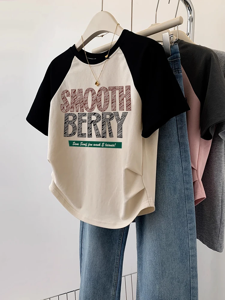 Full-shouldered Short-sleeved T-shirt Women's Summer Waist Cropped Top Raglan Sleeve Vintage Y2k Top
Full-shouldered Short-sleeved T-shirt Women's Summer Waist Cropped Top Raglan Sleeve Vintage Y2k Top