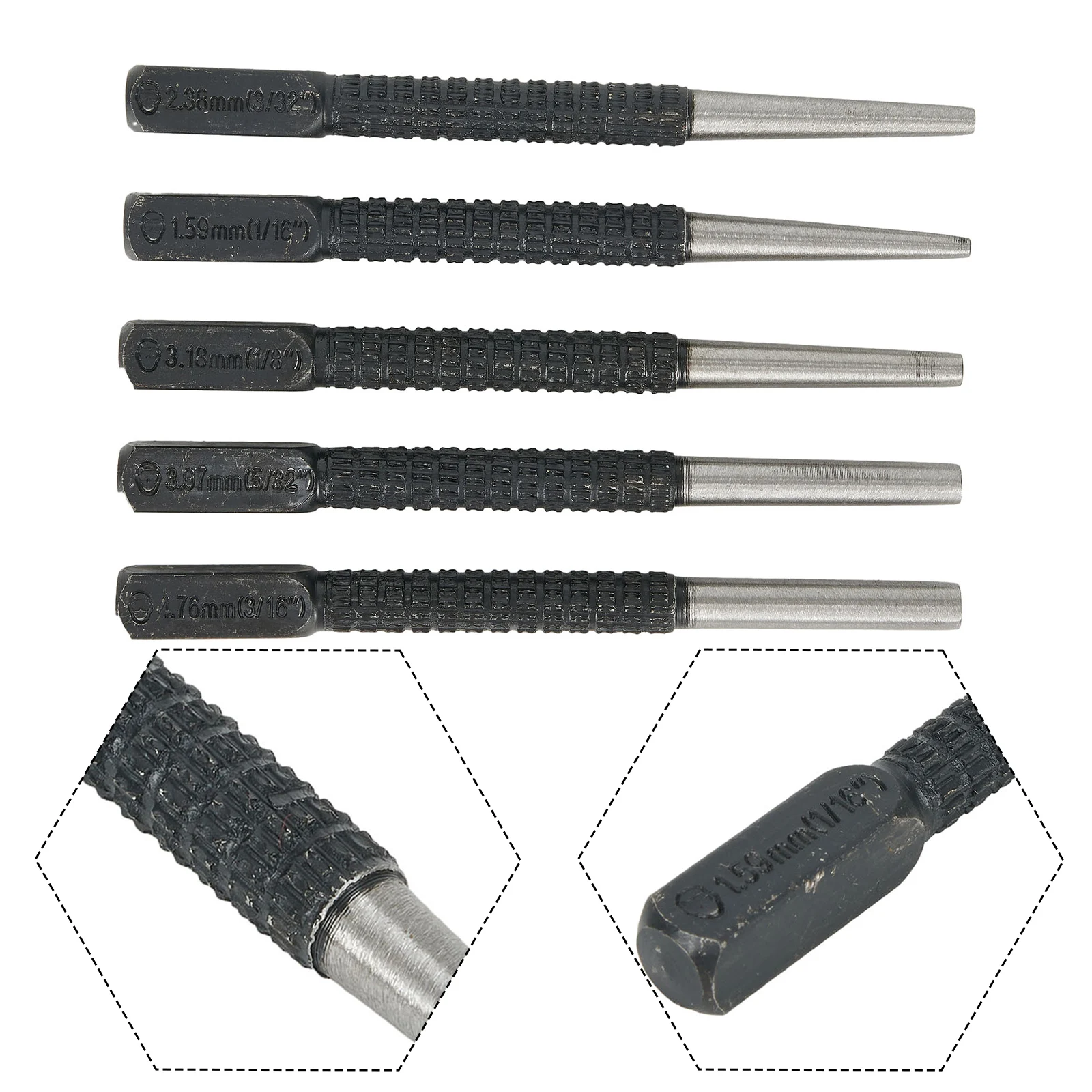 5pcs Nail Punch Set 0.8mm 1.6mm 2.4mm 3.2mm 4.8mm Alloy Steel For Label Plastics Wood Metals Punch Woodwork Drill Bit Hand Tooll
5pcs Nail Punch Set 0.8mm 1.6mm 2.4mm 3.2mm 4.8mm Alloy Steel For Label Plastics Wood Metals Punch Woodwork Drill Bit Hand Tooll