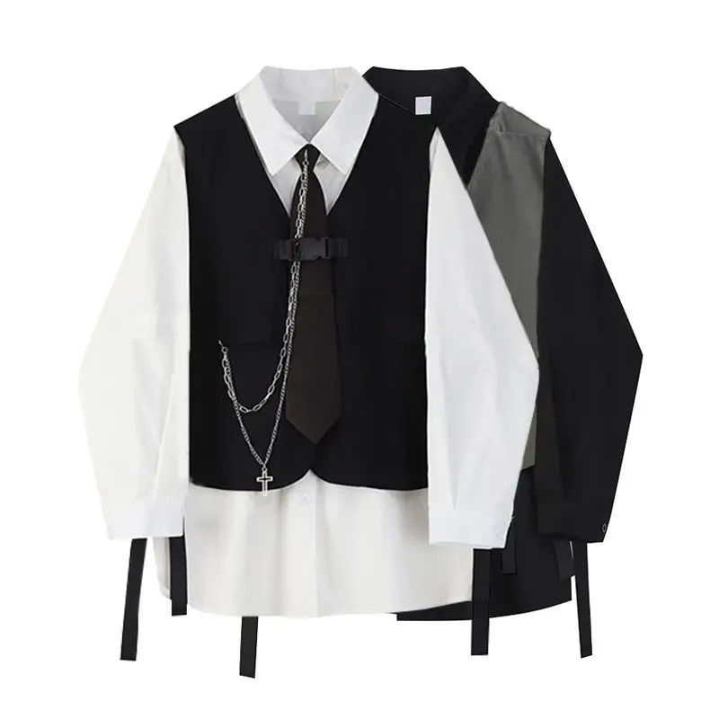 Spring Autumn Unisex Suit Men and Women Korean Style Loose Lapel Long Sleeve Shirt Functional Style Workwear Vest Two-piece Set
Spring Autumn Unisex Suit Men and Women Korean Style Loose Lapel Long Sleeve Shirt Functional Style Workwear Vest Two-piece Set