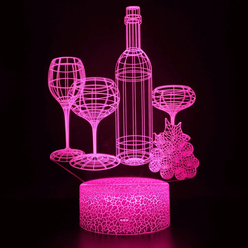 

Wine Cup Bottle 3D Illusion Lamp for Party Bar Atmosphere Decorative Light Color Changing USB Battery Table Lamp Christmas Gift