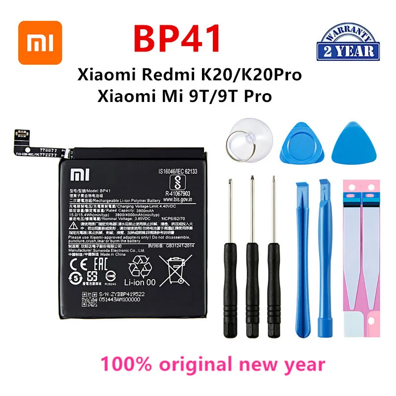 

Xiao mi 100% Orginal BP41 4000mAh Battery For Xiaomi Redmi K20 K20 Pro / Xiaomi Mi 9T T9 Pro BP41 Replacement Batteries +Tools