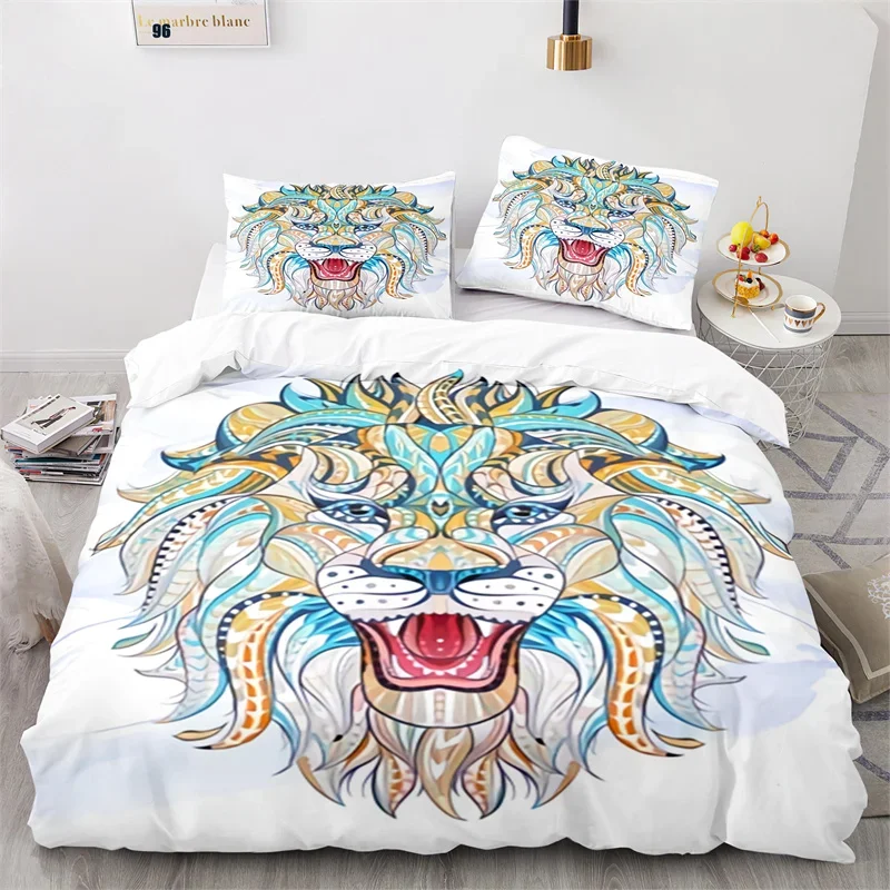 

Lion Duvet Cover 3D Exotic Animals Bedding Set Twin Queen For Kids Teen Microfiber Wild Animal Comforter Cover With Pillowcases