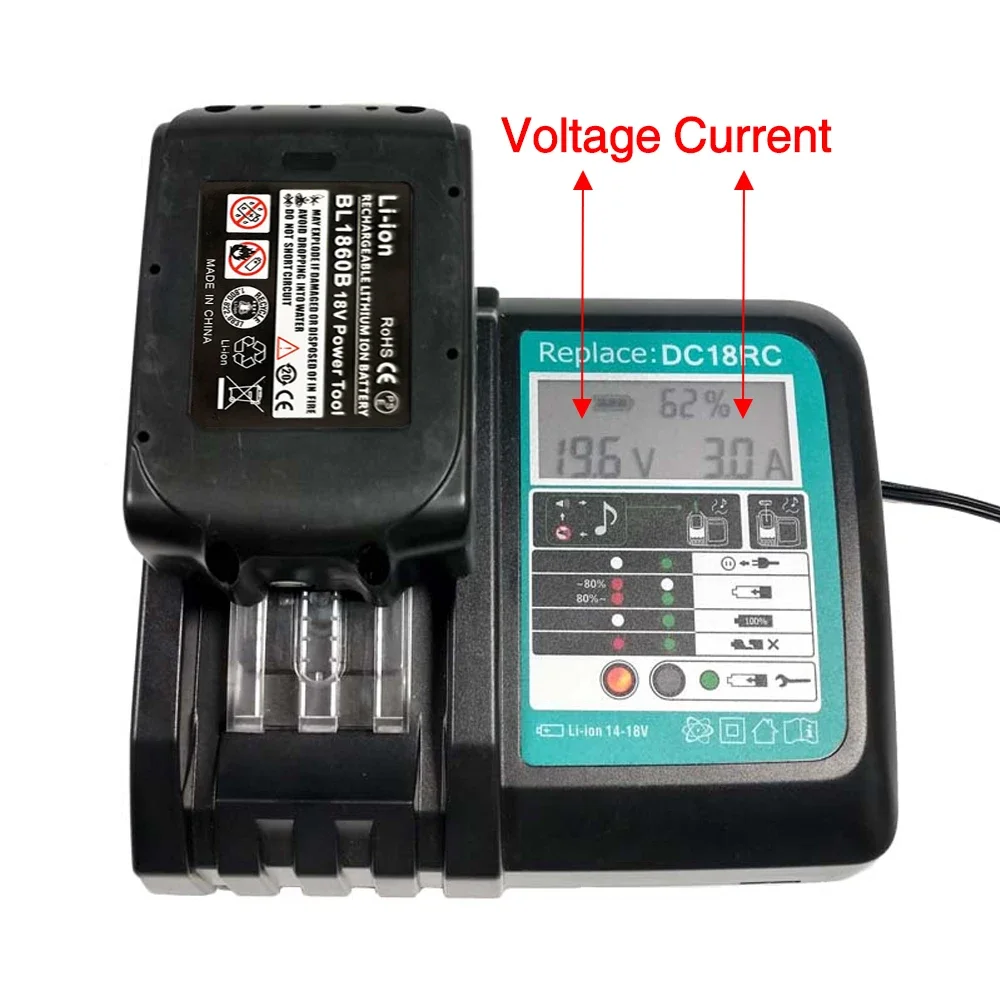 

Charger 18V For Makita Battery BL1830 BL1430 BL1840 1850 1860 1890 14.4v 18v 3A 6.5A Electric Power Tool Charger with LED Screen