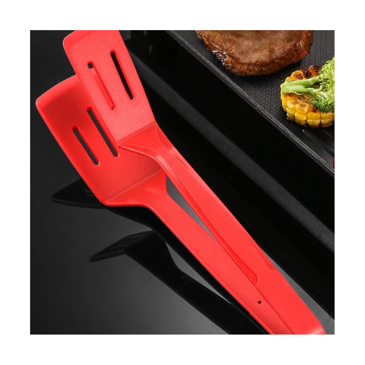 

Silicone Kitchen Tong Multipurpose BBQ Clamp Spatula for Gripper Bread Clip Fried Steak Clamp Black