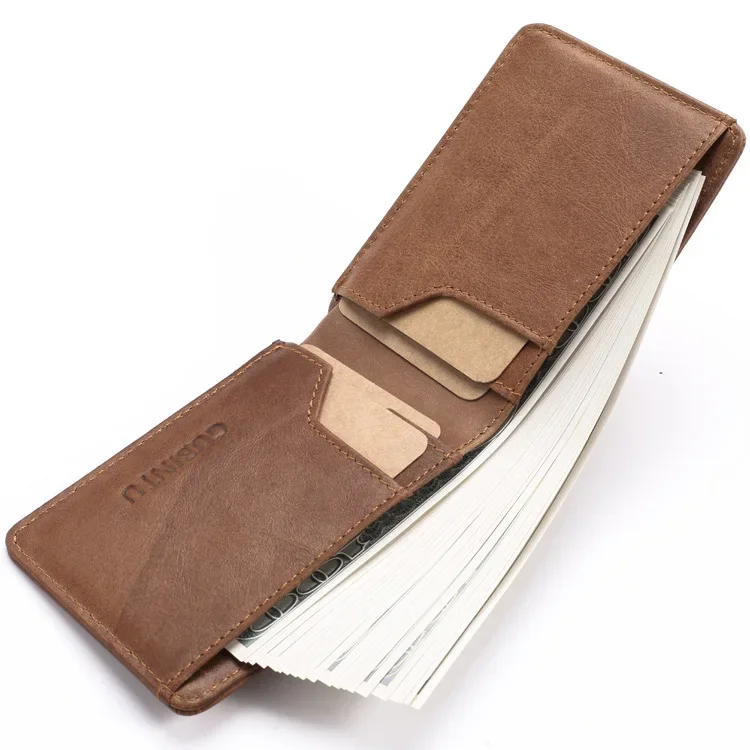 

Slim Leather ID/Credit Card Holder Bifold Front Pocket Wallet with RFID Blocking Business Card Holder Genuine Leather