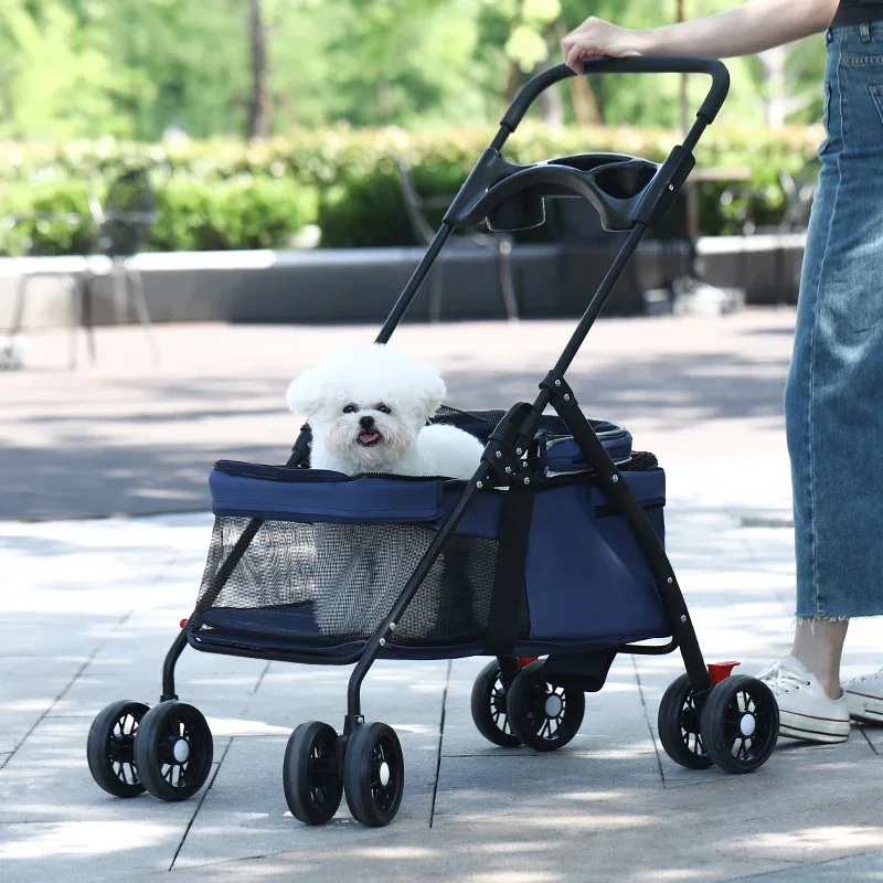 

Convenient Pet Strollers Large Foldable Dog Cat Stroller for Two Cats Outdoor Travel Puppy Carrier Dog Transporter Pet Cart Gift