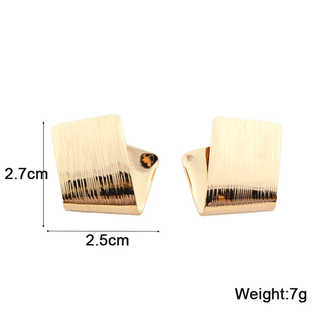 Petites Boucles d'Oreilles Pliées pour Femme, Accessoire de Forme Carrée Inégale, Design Unique, Nouvelle Mode 2